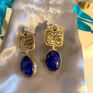 Vintage Persian sterling silver lapis earrings